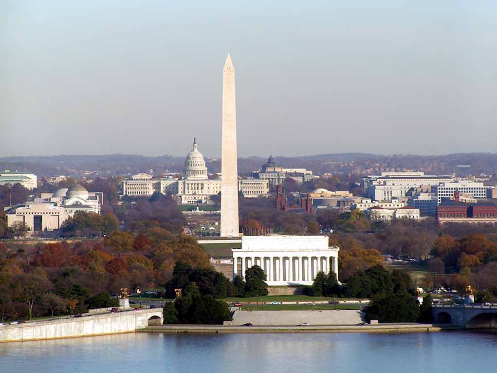 574016 featured image Washington D.C. monuments with autumn foliage.