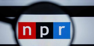 Magnifying glass over NPR logo on screen