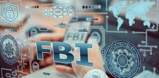 FBI logo surrounded by digital network graphics