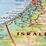 Map showing Gaza and nearby regions in Israel
