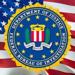 FBI seal on an American flag background