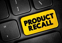 Black keyboard with Product Recall yellow key