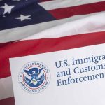 US Immigration Customs Enforcement document with American flag