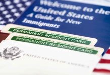 Permanent resident cards with welcome guide and flag