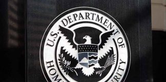U S Department of Homeland Security emblem on wall