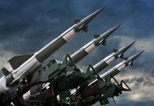 Four rockets pointed towards the sky