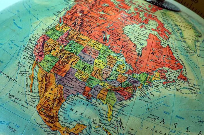shutterstock_1623440.jpg Close up of a vintage globe highlighting North America
