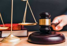 Gavel and scales on a judges desk