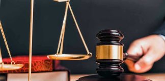Gavel and scales on a judges desk
