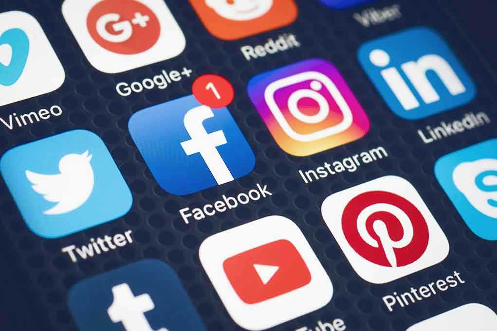 Social media app icons displayed on a smartphone screen