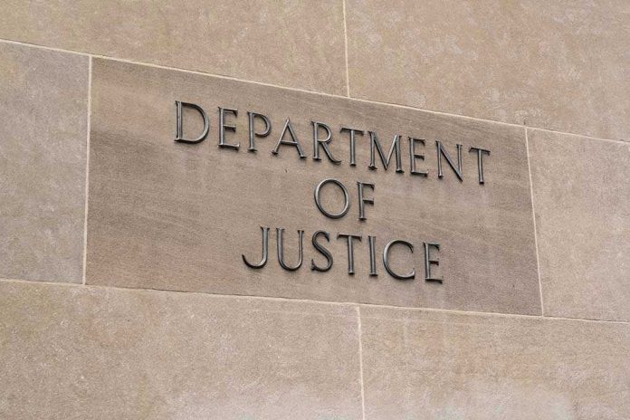 693016663 Department of Justice sign on a building