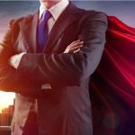 SNAP MELTDOWN — HERO FILLS IN THE GAPS! Businessman wearing a cape, standing confidently.