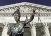 Trump’s $3 Trillion Tariff Twist — Supreme Court Showdown Lady Justice statue in front of courthouse.