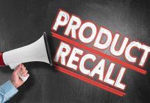 Regulators Sound Alarm—Deadly Sauce URGENT RECALL Person holding megaphone, Product Recall text.