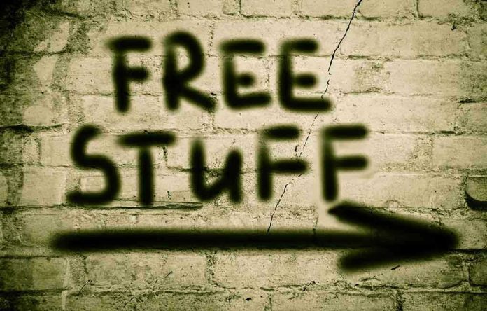 225660130 Graffiti on brick wall says free stuff arrow