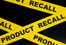 Deadly Pasta Recall EXPLODES—18 States on Edge Yellow tape with product recall text on black background.