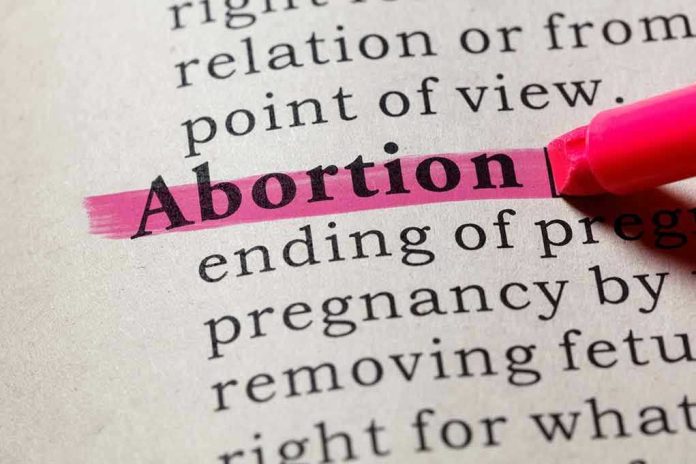 1140499358 Abortion highlighted in a dictionary with a pink marker.
