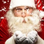 Christmas Symbol Was Pulled Into Immigration Enforcement Santa Claus blowing snowflakes with a joyful expression
