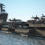 $22B Naval Bet ABANDONED Aircraft carrier deck with jet planes.