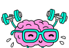 CURSING Has a Surprise Health Benefit Cartoon brain lifting dumbbells and wearing glasses.