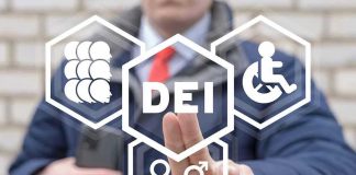IBM Pays $17M—DEI Hiring Scheme BUSTED Person pointing at DEI symbols on glass.