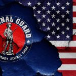 Stunning $50M Fraud: Arrest at Boot Camp National Guard logo over a distressed American flag.