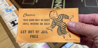 Vacuum Rampage, No Jail — How? Hand holding Monopoly get out of jail card