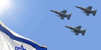 Trump Halts Beirut Strike — Then What? Israeli flag with three fighter jets in flight.