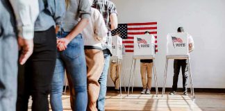 Trump Wave SMASHES GOP Primaries People in line at voting booths.
