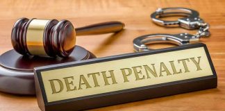 Appeals Court Slams DEATH PENALTY ‘No Pain’ Myth Gavel, handcuffs, and Death Penalty sign on desk.