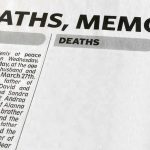 Death Rate PLUNGES — Who’s Still at GREATER RISK? Newspaper obituary section with death notices.