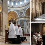 Vatican WARNING — THESE Sacraments Are NOW INVALID! Clergy members kneeling in prayer inside a grand cathedral