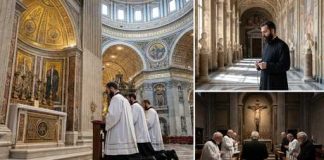 Vatican WARNING — THESE Sacraments Are NOW INVALID! Clergy members kneeling in prayer inside a grand cathedral