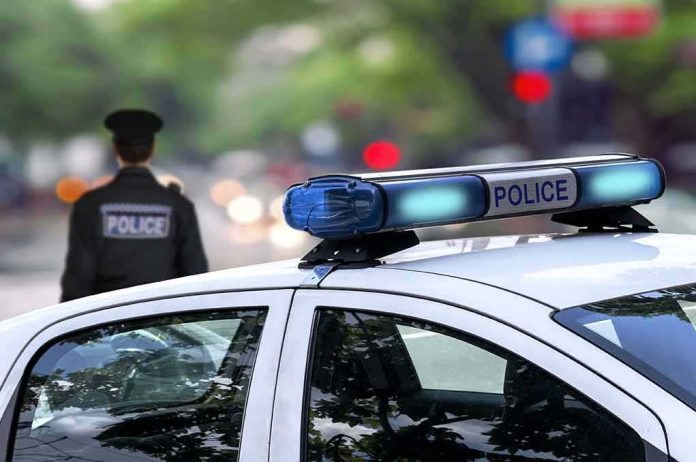 shutterstock_296752184-1 police car roof with blue emergency lights