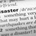 Shoppers RUN As Roof CRASHES — Then WHAT? Close-up of a dictionary page showing the definition of the word 'disaster'