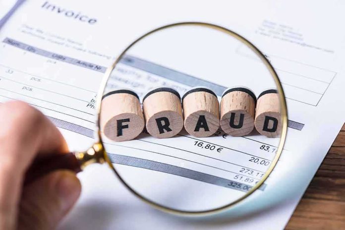 shutterstock_1042804675 Magnifying glass highlighting wooden blocks spelling fraud on an invoice
