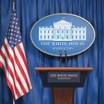 TRUMP’S Two-Sexes Order Ignites PURGE White House press briefing podium and US flag