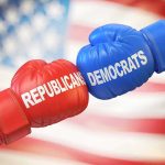 Michigan Shock — TURNING RED?? Boxing gloves labeled Republicans and Democrats bump together