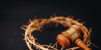 Court SHIELDS Confessions, Kids Left EXPOSED? Wooden judge's gavel beside a crown of thorns on a dark background