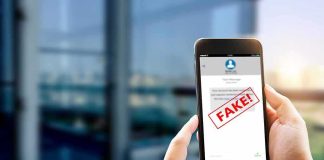 IMPOSTER Reaches PM — Secrets LEAKED? Hands holding smartphone showing scam text marked fake