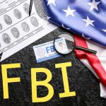 FBI Softens BAN On Prostitution FBI letters with fingerprint sheet, badge, magnifying glass, and US flag