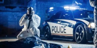 Child Killer Arrest STUNS D.C. forensic investigator photographing crime scene near police car