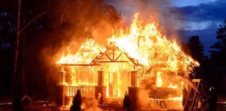 Family Dinner Turns into INFERNO house engulfed in flames at night