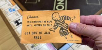 Firebomb Maker Walks — WHAT??! Monopoly game card get out of jail free