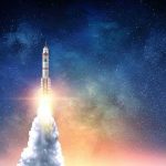 Our Moon Rocket Called Home EARLY — Look What Quit On The Way Up Rocket launching into starry night sky
