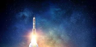 Our Moon Rocket Called Home EARLY — Look What Quit On The Way Up Rocket launching into starry night sky