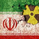 Bunker-Proof Mountain STRONGLY SUGGESTS NUKES Iran flag with cracked surface revealing nuclear radiation symbol