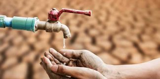 The Whole Base Lost Its Water — Then It Came Back The Wrong COLOR Hands catching drops from a faucet over parched ground