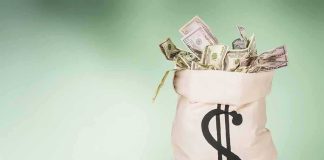Musk Drops $100B BOMBSHELL in Louisiana Money bag overflowing with US dollar bills on green background
