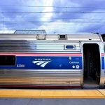 Amtrak Blaze Triggers Tunnel Inferno! Amtrak coach car at station platform with open door